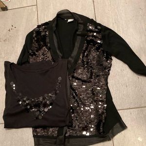 Costa Blanca sequined long sleeve cardigan with matching tank top Medium NWOT🌟